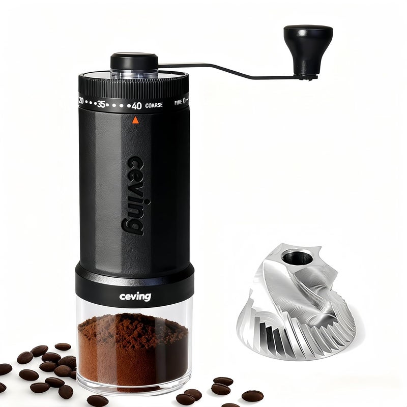 EZVING World's First 60g Large Capacity Manual Coffee Grinder, Portable Hand Coffee Bean Mill with 40 Adjustable Settings, Stainless steel Burr Grinder for Espresso, Pour Over, Camping, Travel, Gift, etc - Image 1